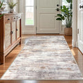 KOZYFLY Modern Abstract 4x6 Rug Washable Large Rugs for Entryway Non-Slip Soft Living Room Rug, Print Multi Grey/Orange Throw Rugs Indoor Mat for High-Traffic Door Entrance