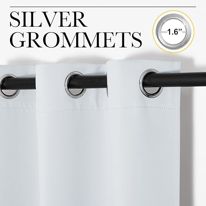 NICETOWN Blackout Curtain Panels for Bedroom, Greyish White, 2 Panels, W29 x L20-inch, Thermal Insulated Grommet Top Blackout Draperies and Drapes for Basement