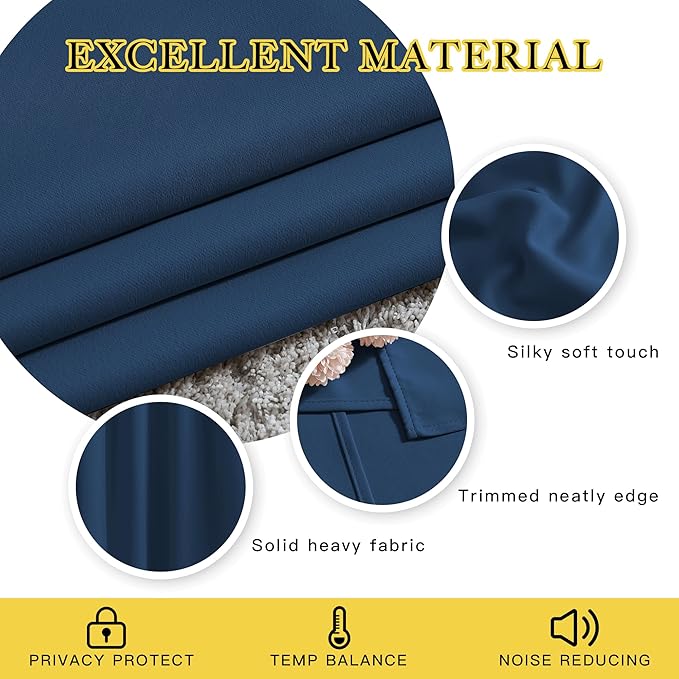 NICETOWN Moroccan Blue 102 inch Curtains, Grommet Thermal Insulated Window Treatments Room Darkening Drape Room Divider for Living Room/Bedroom, W66 x L102, 2 Panels