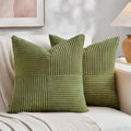 Fancy Homi 2 Packs Moss Green Big Decorative Throw Pillow Covers 24x24 Inch for Couch Bed Sofa, Rustic Farmhouse Boho Home Decor, Soft Corss Corduroy Patchwork Accent Square Cushion Case 60x60 cm
