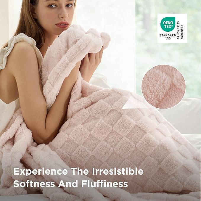 Bedsure GentleSoft Twin Blanket for Bed Light Pink - Super Soft Cozy Blankets for Kids Girls, Cute Fuzzy Fleece Throws for Bedroom Couch, 60x80 Inches