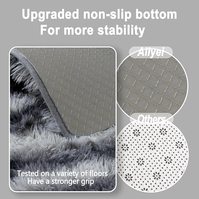 Soft Runner Rugs for Bedroom Hallways, 2x6 Black and White Fluffy Shag Throw Area Rug Non Slip for Bedside Dorm, Long Shaggy Furry Carpet for Nursery Living Room