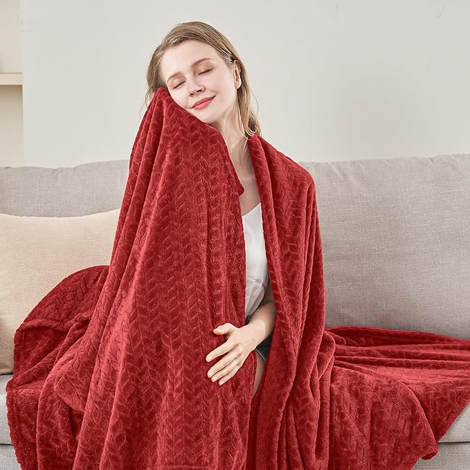 inhand Ruby Red Fleece Throw Blanket for Couch, Super Soft Flannel Blanket, Lightweight Fuzzy Blankets Sofa Bed Office, Washable Cozy Plush Fleece Blankets&Throw for All Season(50x60 Inches)