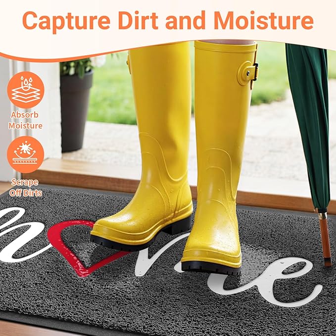 StepLively Door Mat Home Welcome Mats Outdoor and Indoor, Heavy-Duty Low-Profile Non-Slip Durable Front Welcome Mat Doormat for Home Entrance, Outside Entry, Yard, Floor, Patio (32''x20'', Grey)