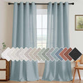 H.VERSAILTEX Living Room Linen Curtains - Semi Sheer, Nickel Grommet, Energy Saving, Light Filtering Window Treatments - Cloud Blue, 2 Panels, 52 x 84 Inch