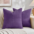 Fancy Homi 2 Packs Purple Decorative Throw Pillow Covers 18x18 Inch for Living Room Couch Bed, Boho Farmhouse Home Decor, Soft Corss Corduroy Patchwork Textured Square Cushion Case 45x45 cm
