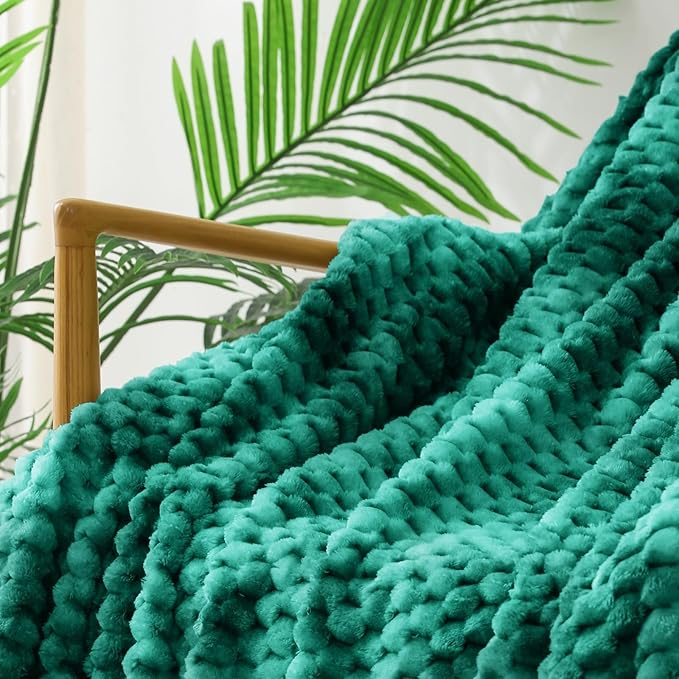 Exclusivo Mezcla Fleece King Blanket for Bed, Extra Large Fuzzy Tie-dye Teal Bed Blankets, Soft Cozy Plush Sofa Throws for All Seasons, 90x104 Inches