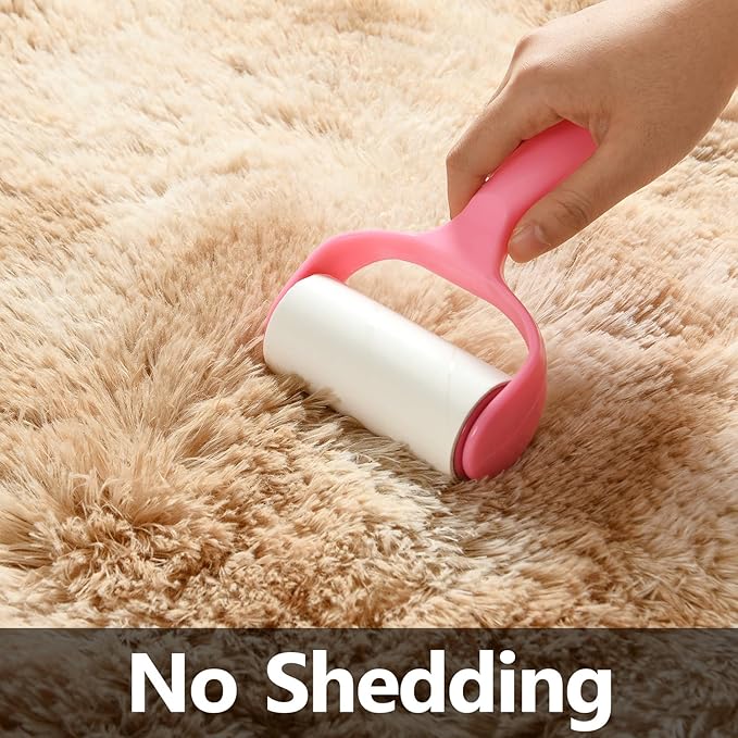Deerhoo Large Shag Area Rugs 5 x 8, Tie-Dyed Plush Fuzzy Rugs for Living Room, Ultra Soft Fluffy Furry Rug for Bedroom, Indoor Carpet Nursery Rugs for Kids Room Home Decor, Beige