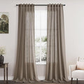 Dark Taupe Flax Linen Curtains 90 Inches Long for Bedroom 2 Panels Back Tab Loop Pocket Privacy Neutral Semi Sheer Curtains Country Rustic Farmhouse Light Filtering Drapes for Living Room 40x90
