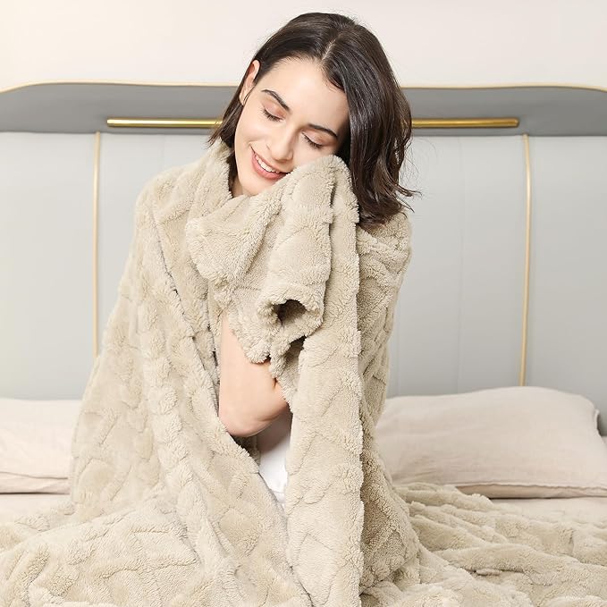 Aganear King Size Blanket - Portable, Breathable & Skin-Friendly for Couch, Sofa, Bed, Office (108"x90", Khaki)