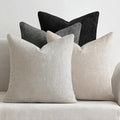 MIULEE Pack of 4 Halloween Couch Throw Pillow Covers 20x20 Inch Neutral Cream/Grey Soft Decorative Chenille Pillow Covers Farmhouse Accent Cushion Covers for Boho Home Decor Sofa Bedroom Living Room