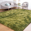 Goideal Fluffy Rug for Bedroom Living Room, 4x6 Green Area Rugs, Faux Fur Shag Modern Carpet Ultra Soft Girls Boys Room Home Decor, Tie-Dyed