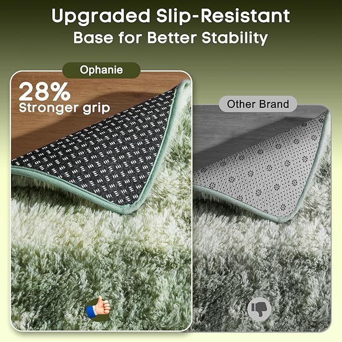 Ophanie Green and White Area Rugs for Living Room 6x9, Fluffy Shag Large Fuzzy Plush Soft Carpets, Floor Shaggy Rugs for Bedroom, Carpet for Kids Boys Girls Dorm Nursery Home Decor Aesthetic