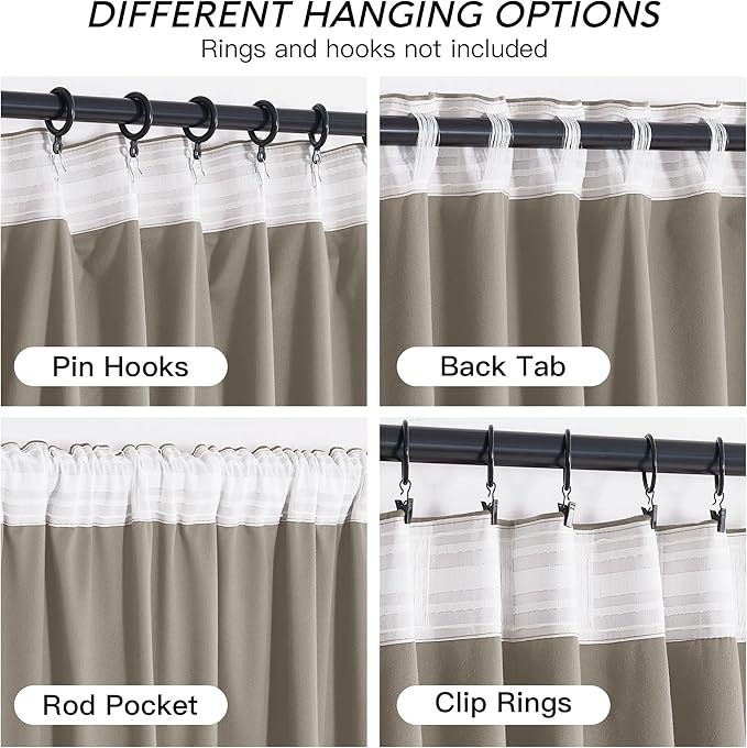 RYB HOME Taupe Velvet Curtains 84 inches Length with Hook Tape, Thermal Insulated Privacy Protect Decorative Drapes for Window, W 52 x L 84 inches, 2 Panels Set