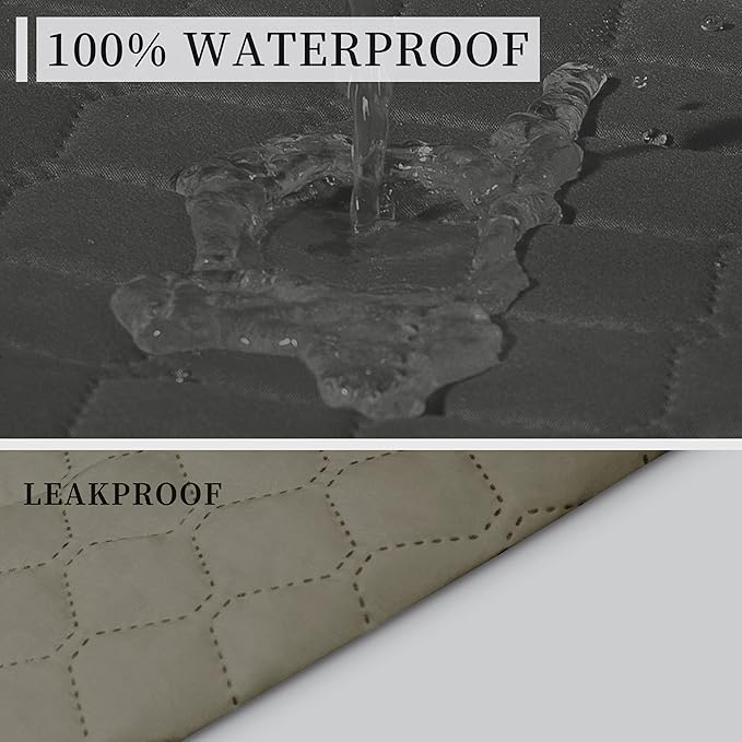 ISSUNTEX Double Protection 100% Waterproof Chair Sofa Cover for Living Room, Reversible Furniture Protector for Dogs, Pets, Kids (Chair, Dark Gray/Beige)