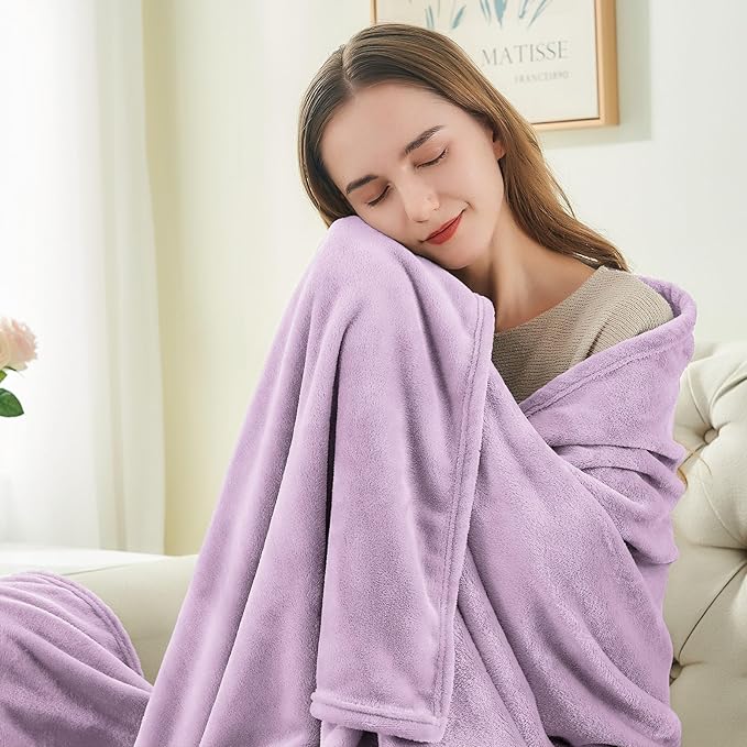 BEDELITE Fleece Blanket Lilac Throw Blankets for Couch & Bed, 300GSM Luxury Plush Cozy Fuzzy Blanket 50" x 60", Super Soft Warm Lightweight Throw Blanket for Travel Camping