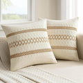 MIULEE Set of 2 Neutral Boho Decorative Pillow Covers 18x18 Inch Farmhouse Rustic Couch Throw Pillows Modern Spring Cotton Cushion Covers Retro Cute Macrame Woven Home Decor for Bed Sofa Chair