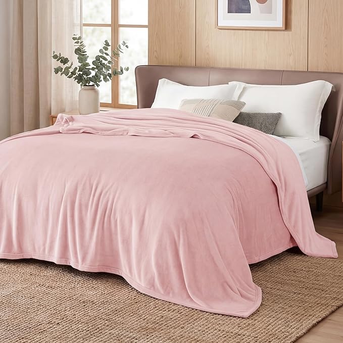 Bedsure GentleSoft Fleece Bed Blankets Full Size Pink - Soft Lightweight Plush Fuzzy Cozy Luxury Blanket Microfiber, 84x90 inches