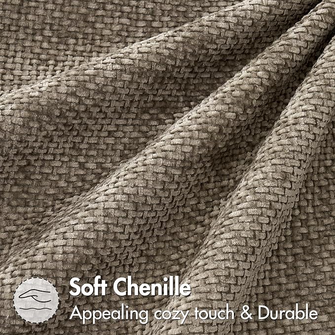 MIULEE Pack of 2 Couch Throw Pillow Covers 22x22 Inch Neutral Khaki Modern Boho Accent Decorative Pillow Covers Soft Chenille Farmhouse Cushion Covers for Home Decor Bed Sofa Living Room