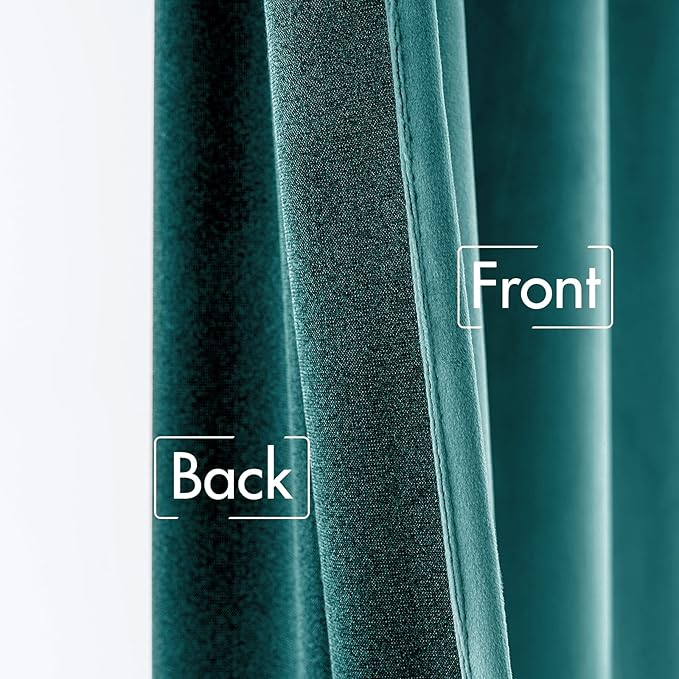 MIULEE Teal Velvet Curtains 96 inches 2 Panels - Luxury Blackout Curtains for Bedroom Living Room Thermal Insulated Super Soft Window Drapes Rod Pocket & Back Tab, W52 x L96 inches