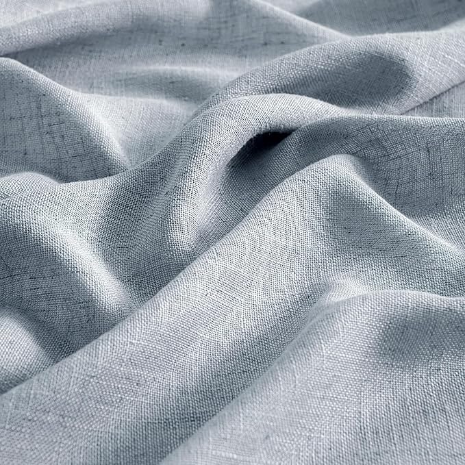 MIULEE Chambray Blue Linen Curtains 84 Inch Length 2 Panels for Bedroom Living Room, Soft Linen Textured Window Drapes Semi Sheer Light Filtering Back Tab Rod Pocket Farmhouse Modern Burlap Look Decor