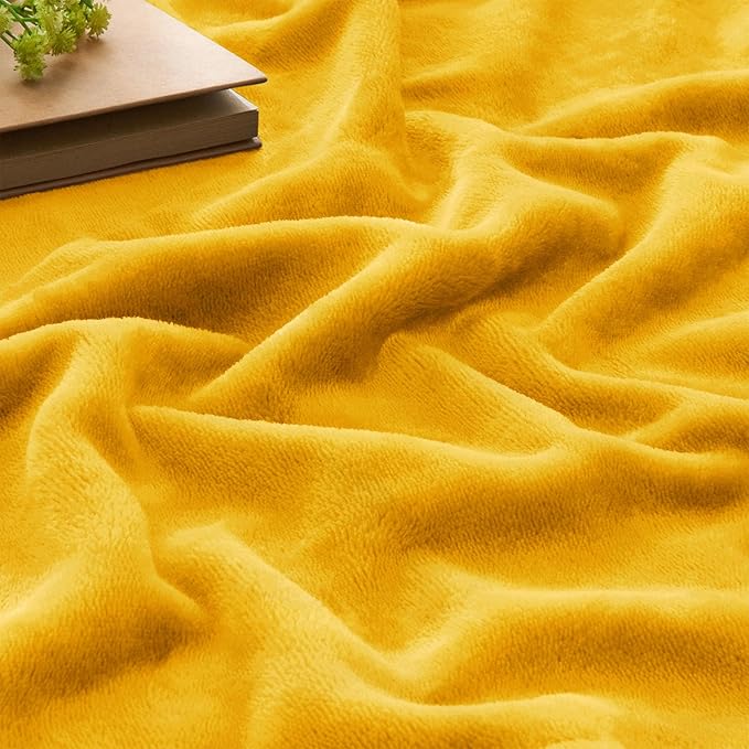 BEDELITE Fleece Blanket Yellow Throw Blanket for Couch & Bed, Luxury Plush Cozy Fuzzy Blanket 50" x 60", Super Soft Warm Lightweight Throw Blanket for Travel Camping