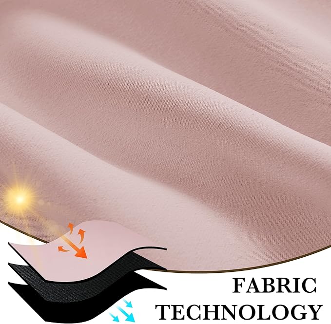 RYB HOME 100% Blackout Basement Curtains 24 inches Long, Heat & UV Blocking Total Room Darkening Noise Reducing Curtains for Bathroom RV Campers, Baby Pink, 2 Panels Set