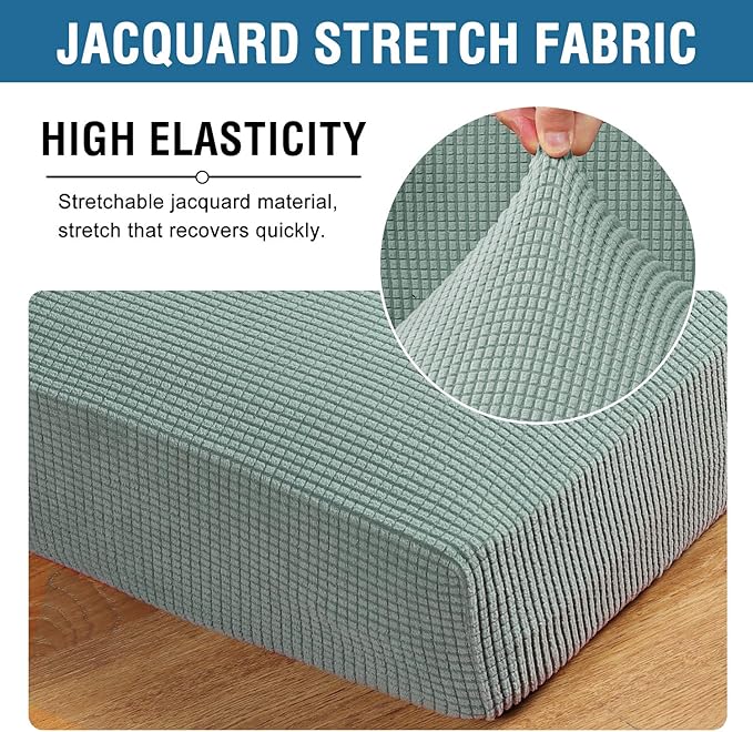 H.VERSAILTEX High Stretch Couch Cushion Covers,Chair Sofa Seat Slipcovers Couch Cushion Cover Stretch Furniture Protector for Kids, Pets(2 Packs Cushion Loveseat Covers, Sage)