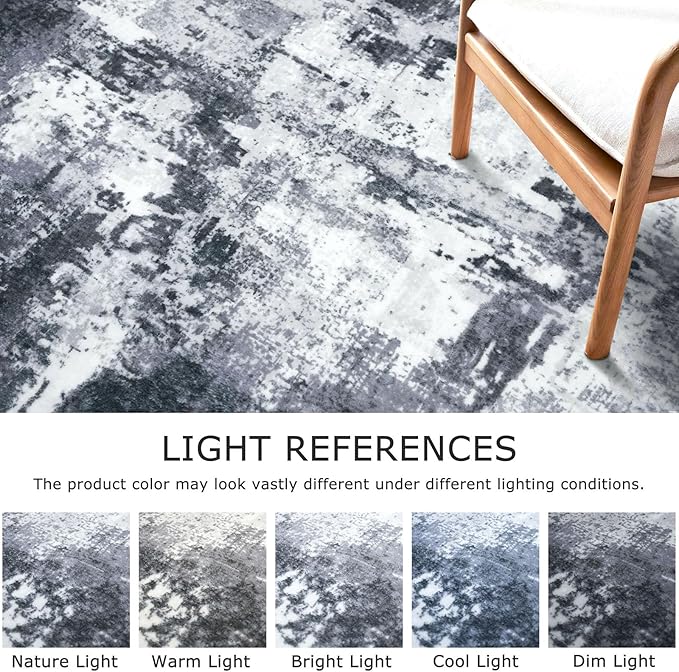 KOZYFLY Modern Abstract Rug Runner for Hallway 2x8 Grey/Black Kitchen Runner Rug Non Skid Washable Carpet Runner Laundry Room Mat Soft Fluffy Low Pile Rug for Hallway Entryway Bathroom Bedroom