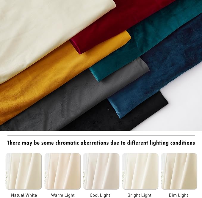 RYB HOME Ivory White Velvet Curtains 72 inches with Hook Belt, Soft Fabric Room Darkening Thermal Insulated Luxurious Home Decor Curtains for Living Room Bedroom, W 52" x L 72", 2 Panels Set