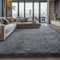 10X14 Large Shag Area Rugs for Living Room Bedroom,Big Soft Purple Fluffy Rug for Bedroom Dorm, Indoor Carpet Nursery Rugs for Kids Girls Room Home Decor,Dark Grey