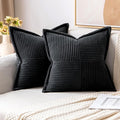 MIULEE Decorative Throw Pillow Covers for Couch Bed Livingroom 20x20 Inch Set of 2 Black Boho Accent Throw Pllows Broadside Striped Patchwork Soft Corduroy Pillowcases