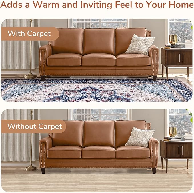 OPPODREAM Soft 8x10 Area Rugs, Washable Rugs 8x10 with Non Slip Backing, Faux Cashmere Low-Pile 8 x 10 Carpet, Navy Blue & Red & Cream