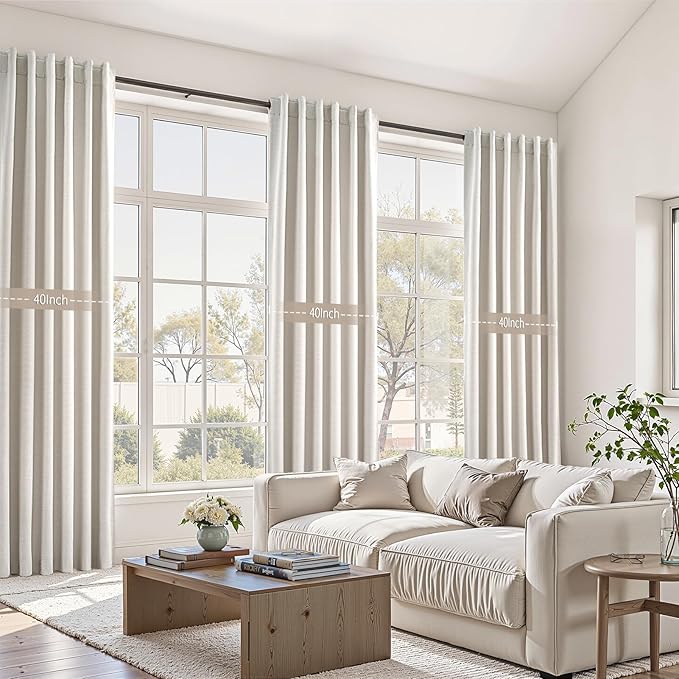 Ivory Birch 100% Blackout Curtains 96 Inches Long for Bedroom Heavy Thermal Rustic Country Curtains for Living Room Track System Window Treatments Room Darkening Drapes 8 Ft (40Wx96L 2 Panels)