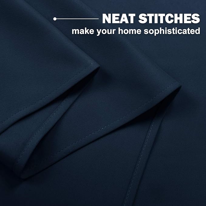NICETOWN Blackout Kitchen Curtains and Draperies - Navy Half Window Treatment Short Curtain Panels with Grommet-Top Design for Kitchen/Bathroom/Cafe, 42W x 36L.2 inches Header, 2 Panels