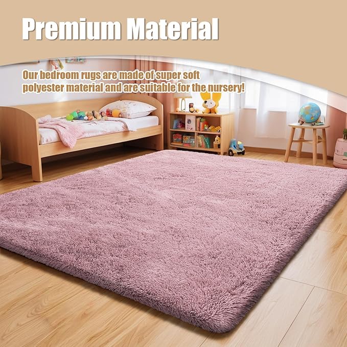 Shag Area Rug for Bedroom 5x8,Blush Fluffy Area Rugs for Living Room,Soft Fuzzy Rug Non-Shedding Indoor Plush Carpet for Kids Bedroom Nursery Dorm Home Decor