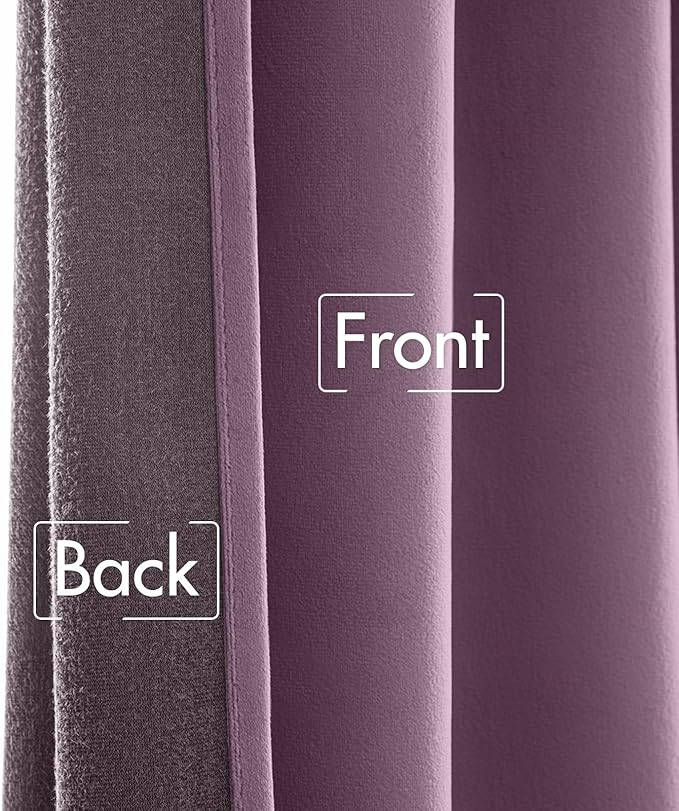 MIULEE Lavender Velvet Curtains 96 inches - Luxury Blackout Curtains for Bedroom Living Room Thermal Insulated Super Soft Window Drapes Rod Pocket & Back Tab, W52 x L96 inches,Purple,2 Panels