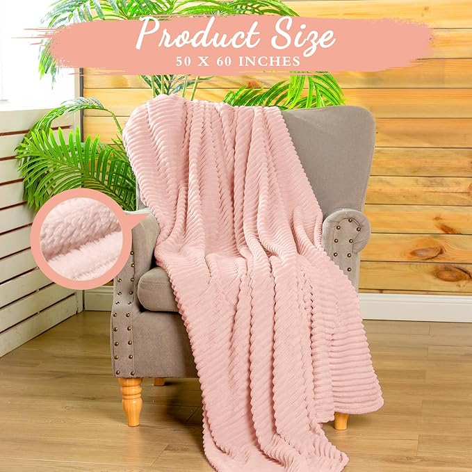 Buryeah 12 Pcs Flannel Throw Blanket Bulk 50 x 60 in Sleepover Blanket Outdoor Wedding Throw Lightweight, Oeko-tex Standard 100 Certified for Sofa Homeless Gifts (Pastel Pink)