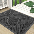 Colorxy Waterproof Doormat, Sturdy Natural Rubber Front Indoor Mat, Non Slip Low Profile Outdoor Door Mats, Stain and Fade Resistant Floor Mats, Easy Clean Patio Entry Mat, 48''x32'', Light Grey