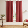 Guken Red 100% Blackout Linen Curtains 72 Inch Length 2 Panels Set for Living Room Bedroom Back Tab/Rod Pocket Thermal Insulated Black Out Drapes Room Darkening Window Curtains 72 Inches Long