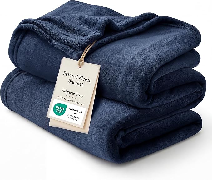 Bedsure GentleSoft Twin XL Fleece Blanket Dorm Bedding - Lightweight Soft Cozy Blankets for Bed, Sofa, Couch, Travel, Camping, Navy, 66"x90"