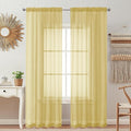 OVZME 2 Pack: Basic Mustard Yellow Sheer Curtain 84 Inches Long for Bedroom, Airy Light Filtering Voile Drapes for Living Room, Each 42W x 84L