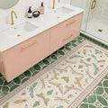 Hazo Haus Boho Bathroom Runners - 2x6 Pink Rug for Kitchen, Entry Way, Hallway, Non Slip Washable Butterfly Insect Print Home Decor
