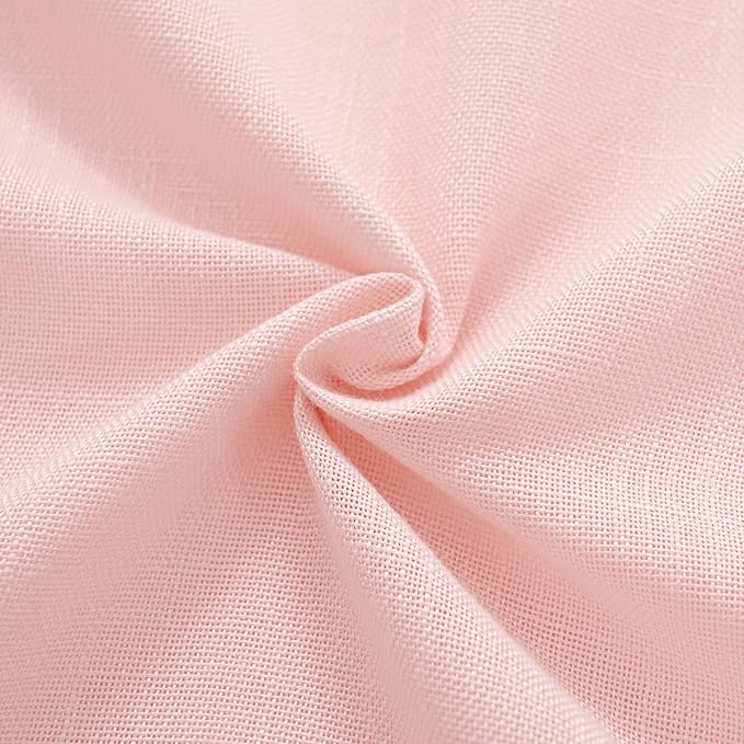 Pink Linen Curtains 90 Inch Long Back Tab Rod Pocket Window Treatment Curtain Panels for Girls Bedroom Semi Sheer Light Filtering Farmhouse Rustic Boho Elegant Drapes 52 x 90 Inch