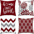 Hexagram Geometric Burgundy Pillow Covers 20x20 Set of 4, Decorative Outdoor Boho Modern Throw Pillow Covers, Home Sweet Home Farmhouse Cushion Case for Couch Sofa Bedroom Indoor Decor(No Insert)