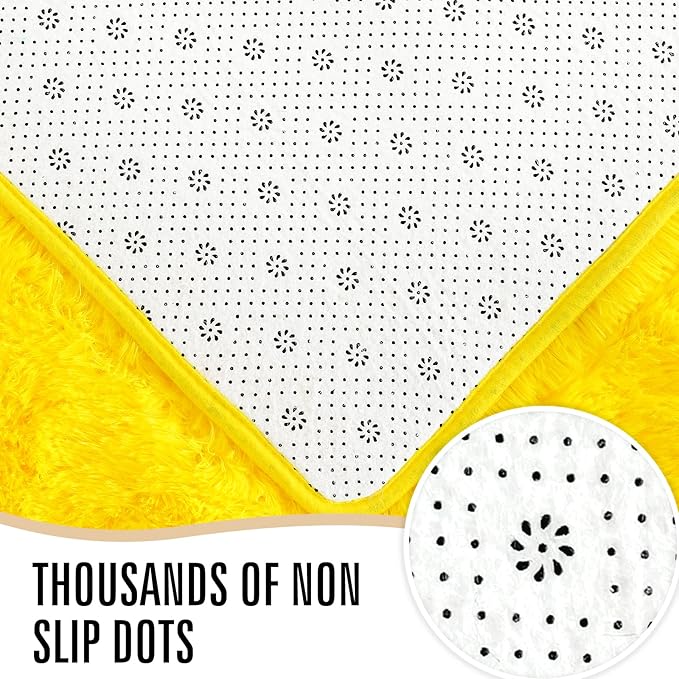 LOCHAS Ultra Soft Indoor Modern Area Rugs Fluffy Living Room Carpets for Children Bedroom Home Decor Nursery Rug 3x5 Feet, Yellow