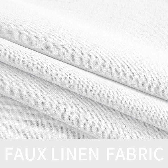 MIULEE Linen Textured Curtains for Bedroom Solid 100% Blackout Thermal Insulated Bright White Grommet Room Darkening Curtains & Drapes Luxury Decor for Living Room Nursery 52 x 54 Inch (2 Panels)