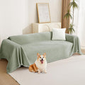 MYSKY HOME Easy Fitted Couch Cover for Dogs Stain Resistant Couch Cover Sage Sofa Covers for 2 Cushion Couch Multi-Use Sectional Couch Covers for Loveseat Universal Tassel Sofa Throw 91"X 118"