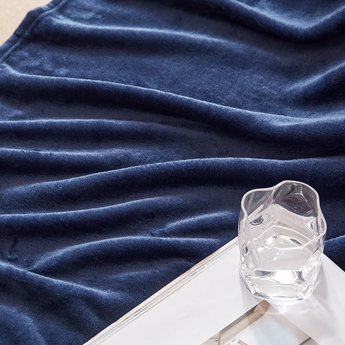 Exclusivo Mezcla Fleece Throw XL Blanket for Couch, Sofa, Super Soft and Warm Navy Blue Blankets, All Season, Cozy, Plush, Lightweight, 50x70 Inches