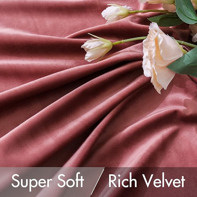 MIULEE Velvet Curtains 108 inches Long 2 Panels - Luxury Blackout Curtains for Bedroom Living Room Thermal Insulated Super Soft Window Drapes Rod Pocket & Back Tab, Dusty Rose Pink